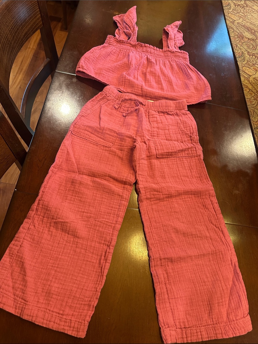 GAP Kids Wide-Leg Matching Set in Coral